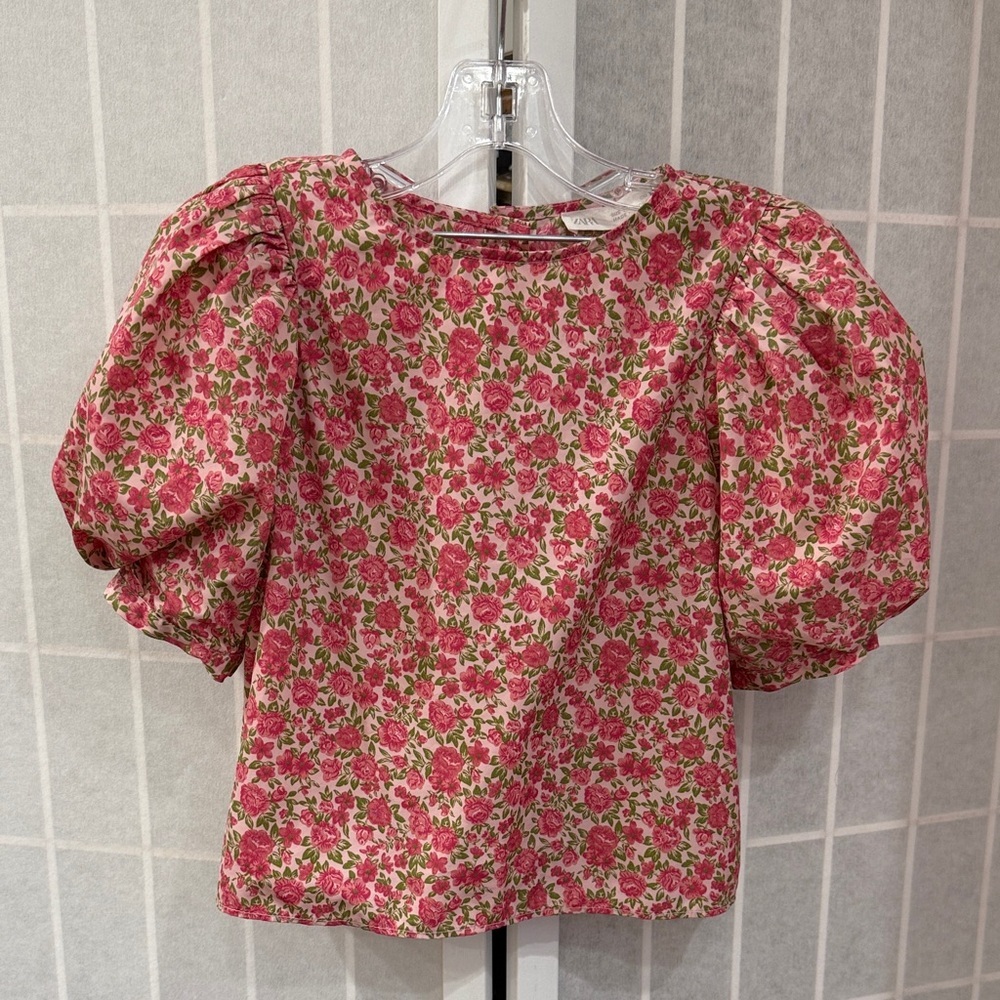 Zara Girl’s Pink Floral Puff Sleeve Blouse Size 7